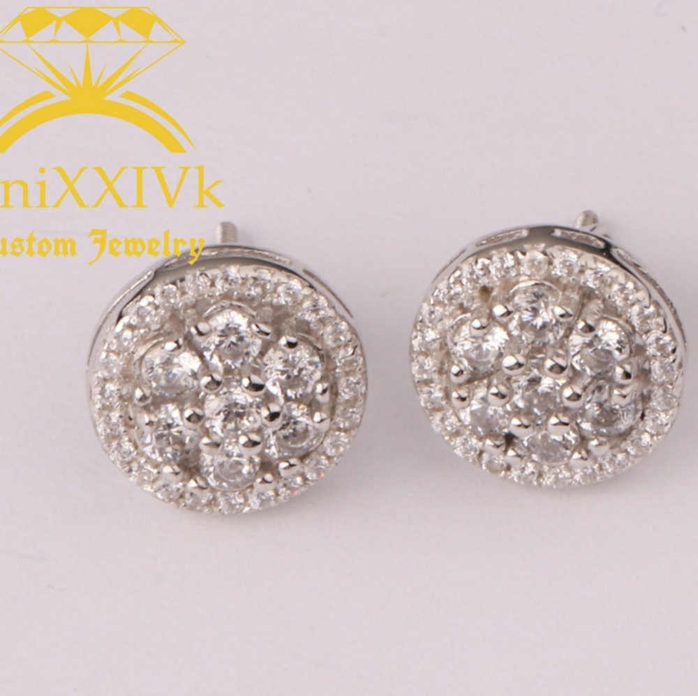Iced Out Custom 925 Silver Studded Earrings